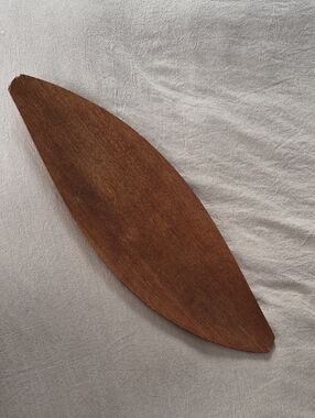 MCM Leaf Shaped Teak Tray Decor - Brown
